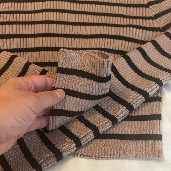 SHEIN Tan and Black Turtleneck Striped Sweater - Picture 7 of 8